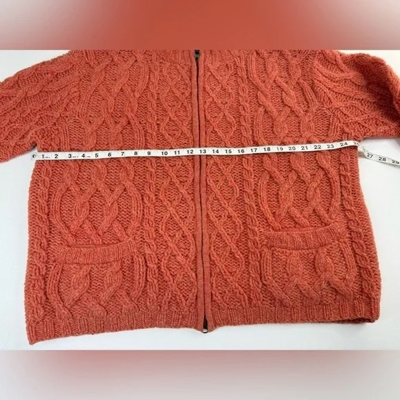 SKYR Hand Knit Shetland Wool Cable Knit Full Zip Sweater Womens Large - Picture 5 of 10